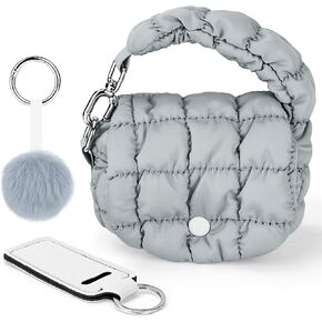 bvya Two Sizes Quilted Wristlet Bag for Women, Puffer Handbags,Evening Bags,Charm Lipstick Bag