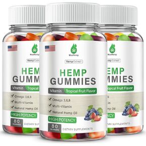 Hemp Gummies 3 Packs for Pain, Sleep, Anxiety - 100% Natural Organic Hemp Gummy Extra Strength High Potency with Pure Hemp Oil Extract Vegan Edible Bear Candy