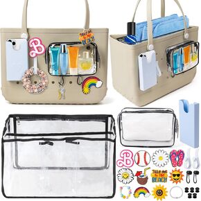 إكسسوارات منظم أكياس الشاطئ - 18 مساءً XLARGE CLEAR منظم إدراج PVC BAS ADVILATY BAG HOOPSIONSIONS Accessorial