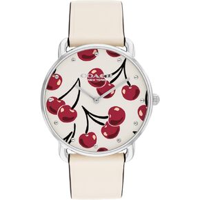 Coach Elliot Women's 2H Quartz Watch - Calfskin Leather Strap - Cherry Swirl Design - Premium Fashion, Everyday Wear - Gift for Her - 36mm