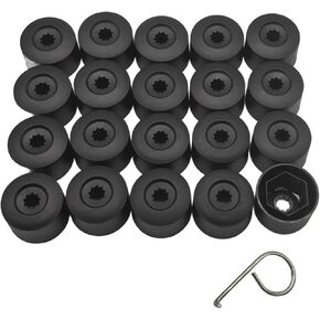 20 PCS 17mm Wheel Lug Nut Covers Caps, T44 Wheel Nut Covers with Removal Tool, Wheel Bolt Cover Replacement 1K0 601 173 for VW, Jetta Beetle Passat GTI CC, Auto Tire Bolt Caps (Matte Black)