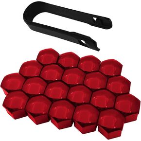 20 PCS COVERS LUG NUT ، أغطية الجوز سداسية 17 مم ، أغطية غطاء الترباس العجلة مع أداة إزالة ، أغطية مكافحة للماء ، غطاء حماية الترباس في مركز العجلات العالمي لمعظم السيارات (أحمر)