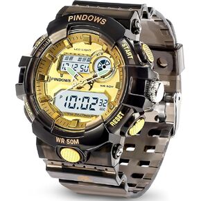 Womens Watch for Women Digital Sports Watch,7 Color LED Light Large Analog Digital Display Waterproof Watch with Alarm Stopwatch Hourly Chime Multi-Function Wrist Watches