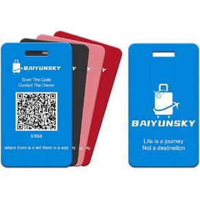 Smart Luggage Tags for Suitcases, 4 Pack QR Code Security Information Luggage Tag, Steel Ring, Waterproof Easy Identify Personalized Luggage Tag, No App or Subscription Needed (Includes 4 Colours)