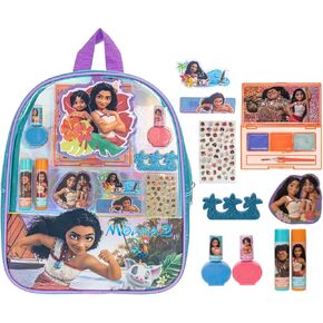 Townley Girl Disney Moana 2 Makeup Filled Backpack Set, Including Lip Balm, Nail Polish, Nail File, Hair Bows, and Other Accessories, Perfect for Parties, Sleepovers and Makeovers, Ages 3