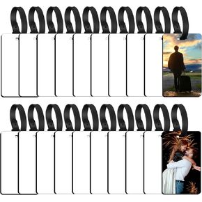 20 Pcs Sublimation Luggage Tag Blanks Double Sided, MDF Suitcase Name Tag Blanks Bulk Sublimation Bag Tags with Strap Luggage Labels Blank for DIY Suitcase Travel Sports Bags