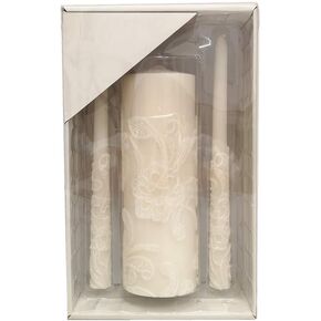 Hosley 11.50 Inch High Cream Wedding Unity Candle Set Includes 1 Pillar and 2 Taper Candles Great for Weddings as Well as Special Events and Emergency Lighting or for Reiki Spa Meditation