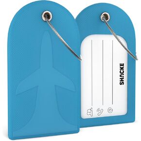 Shacke Luggage Tag 2pcs Premium ID Card for Travel Luggage & Suitcase (Pure Black)