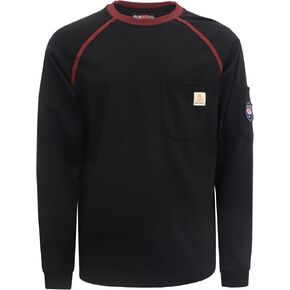 BOCOMAL FR Shirts for Men Crew Neck Long Sleeve 5.5oz Light Weight Flame Resistant/Fire Retardant Clothing Shirt in Kuwait