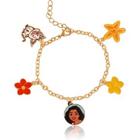 Moana Bracelet for Women with 5 Charms 6.5" Official License, Fashion Moana Charm Bracelet, Disney Jewelry for Women