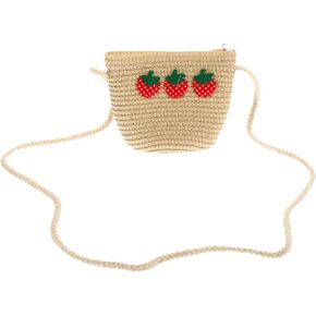 Purses Bag Straw Crossbody Fruits Pattern Summer Creative Shoulder Practical Cross Body Kids Bag for Little Girls Kids