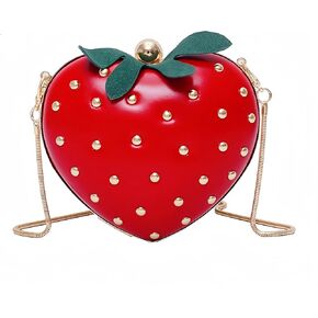 Strawberry Purse For Women Fruit Shape Leather Shortcake Coin Shoulder Bag Girls