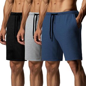 Neer 3 Pack Men's Big and Tall Pajama Bottoms Shorts Elastic Drawstring Sleep Lounge Short Soft Comfy Pants with Pockets in Kuwait