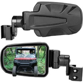 KEMIMOTO CNC Aluminum Clamp Pro-Fit Side Mirrors, Adjustable Surface Rearview Mirrors Compatible with Polaris Ranger General Can-Am Defender Maverick Trail
