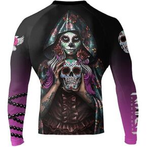 Raven Fightwear Men's La Calavera Catrina Rash Guard MMA BJJ Black