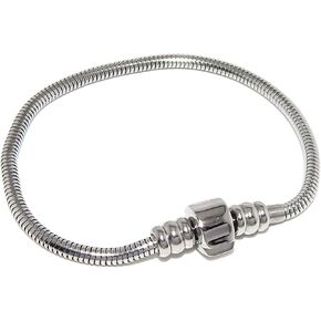 Stainless Steel Starter Charm Bracelet Barrel Snap Clasp Unscrew END Fits Pandora Charms