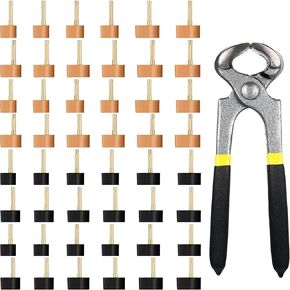 24 Pairs High Heel Replacement Tips Womens Shoes Heel Repair Caps with 6 Inch Stiletto Remove Pliers High Repair Tool Dowels Repair Tips Pin Kit, 6 Size (8-12.5mm) U Shape, Black Beige