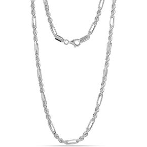 LECALLA 925 Sterling Silver Figarope سلسلة سلسلة المجوهرات | إيطالي 3.5 مم مصنوع يدويًا قلادة سلسلة حبل حبل ميلانو فيجارو للرجال (18 ، 20 ، 22 ، 24 بوصة)