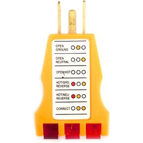 1 Electrical Receptacle Tester AC Outlet Plug 3 Prong Circuit Analyzer GND Open 3 Prong Receptacle Wall Outlet Circuit Tester with Indicator Lights for Households, Homeowners, Wall Plugs, Outlets,