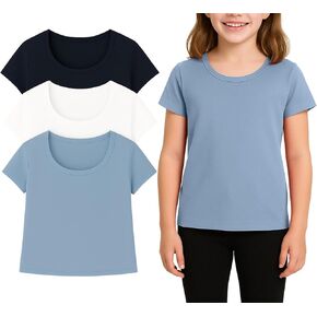 Beat Street Girls Short Sleeve T Shirts - 3 Pack Soft Basic Scoop Neck Kids Tees - Made in USA