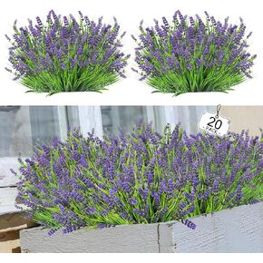 النباتات المزيفة الاصطناعية للعشب في الهواء الطلق ، وعشب القرد المزيف مع الزهور ، والزهور المزيفة والنباتات للمزارعين ، وعاء ، وصندوق نافذة ، وحديقة ، وشرفة أمامية ، وديكور المنزل (الأرجواني ، 12 حزم)