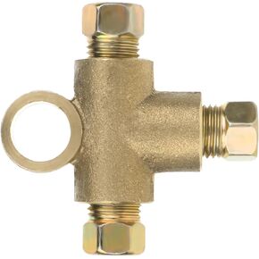 3 Way T-Shape Brake Line Tee with 3 Male Nuts Short Union Brass Car Tee Elbow Connector Replacement Inverted Brake Line Fittings Fit for 3/16 in Tube Brakes Lines Fittings 10mm