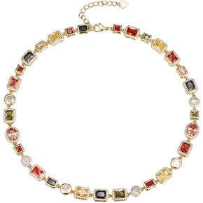 Brilove مذهلة هندسية الزمرد قطع الكتلة البلورية cubic zirconia بيان مكتنزة قلادة طوق للنساء لحفلة الحفلات العصرية المجوهرات