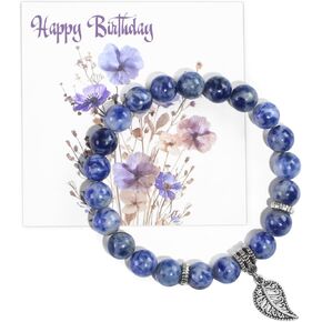 سوار عيد ميلاد سعيد للنساء ، الحجر الطبيعي 8 ملم من الأساور المخرمة لهدايا حفيدتها in Kuwait