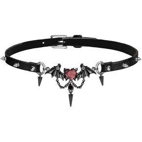 من المألوف من الجلد الأسود ذي طوق القوطية القوطية الجناحين طوق البانك قلادة قلادة أنثى in Kuwait