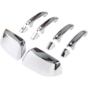 Chrome Top Half Mirror Cover Cap + Door Handle Covers Fit for 2015-2020 Chevy Tahoe Suburban GMC Yukon/Yukon XL
