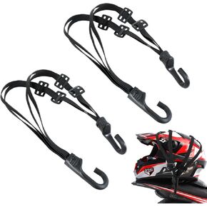 Teaaha High Retractable Motorcycle Straps 2 Pack, 23.6" Motorcycle Luggage Strap Helmet Mesh Elastic Bungee Cords Helmet Rope with 2 Hooks, Black