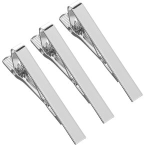 Tie Clips for Men, 3 Pcs Classic Tie Bar Elegant Silver Necktie Pins for Men Business Wedding Anniversary Daily Life, Gift for Father, Husband, Boyfriend