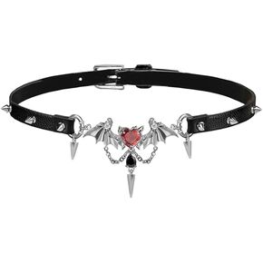 Fashionable black leather collar Gothic personality wing collar punk style pendant female choker