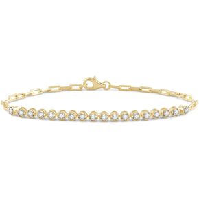 Jewelili Yellow Gold Plated 925 Sterling Silver Diamond Bracelet for Women | 0.50 CTW Wedding Jewelry | H Color I1 Clarity | Lab Grown Diamond Bracelet | Jewelry Gift Box