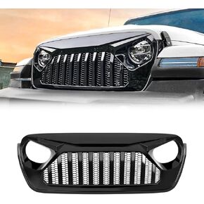 Front Vader Grille Compatible with 2018-2025 Jeep Wrangler JL & 2020-2025 Gladiator JT w/o TrailCam (White Black) in Saudi Arabia