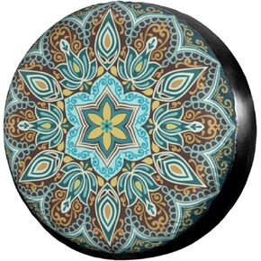 KiuLoam Boho Mandala Turquoise Spare Tire Cover Polyester Universal Sunscreen Waterproof Wheel Covers for Trailer RV SUV Truck and Many Vehicles (15" for Diameter 27"-29")