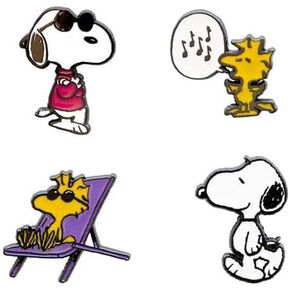 Official Snoopy Set Of 4 Enamel Pins - Snoopy Pins | Peanuts Pin Set | Enamel Pins, Cute Pin Badges | Snoopy Gifts