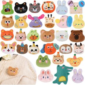 30PCS Plush Cute Pins for Backpacks Funny Pins Cartoon Brooch Button Badges for Backpacks Clothes Bags Accessories