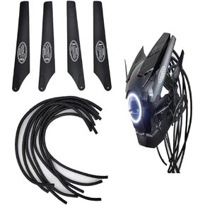 Accessories For Punk Mask, Accessory for Diy Futuristic Techwear Cosplay Masks Helmet, Handmade Cool Accessories for Mask (Wing+Hair)