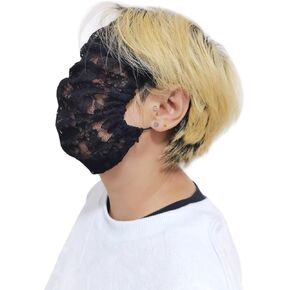 Lace Half Face Mask for Women, Black Masquerade Ball, Carnival, Party, Wedding, Burlesque, Cosplay, Mardi Gras, Venetian Style Womens Full Party Hollow Out See Through Hood Perspective Mesh Headwear