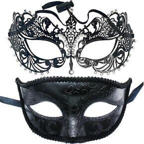 مجموعة قناع تنكر الزوجين - أقنعة الأزياء السوداء للنساء والرجال - Cosplay & Party Masquerade Ball in Kuwait
