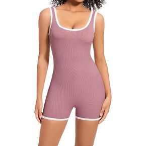 HVT Women's Ribbed Romper Strap Scoop Neck One-Piece Catsuit for Summer Shorts Jumpsuits Gym Yoga Fashion Clothes
