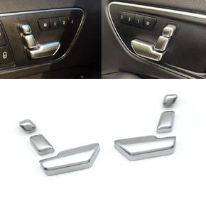 6PCS Inner Door Seat Adjust Button Switch Cover, Front Seat Headrest Adjustment Button Key Trim Replacement for Mercedes Benz C GLK E Class W204 C204 X204 W212 W207 W166 (Black)