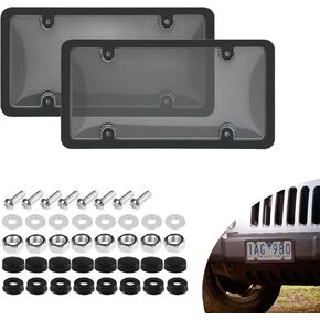 Black 2PC Personalized License Plate Frame with Matching Screw Cap Screws for Easy Installation