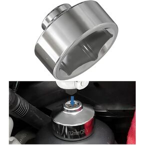 Car Oil Filter Socket, 32mm 6-Point Vehicle Fuel Pan Wrench Removal Tool, 3/8 Inch Heavy Duty Steel Automotive Drive Oilfilter Cap Accessories Compatible with LaCrosse Captiva Cobalt