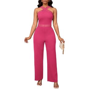 Bdwinz Sexy Halter Summer Plestuits for Women Rompers Wide Wide Ase One Piece One