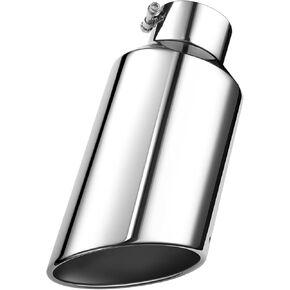 Upower 4 Inch Inlet Exhaust Tip, 4" Inlet 7" Outlet 15" Long Bolt On Diesel Exhaust Tail Tip, 4 to 7 inch Polished Muffler Tip, Rolled Angle Cut, Stainless Steel