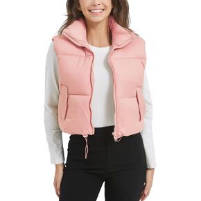 Flygo Puffer Vest Women Cropped Vest Zip Up Stand Collar Sleeveless Lightweight Winter Down Vests Jacket
