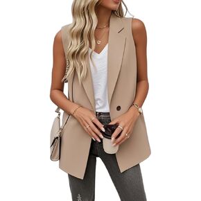 IDEALSANXUN Womens Sleeveless Blazer Vest Tops Dressy Business Work Suit Jackets