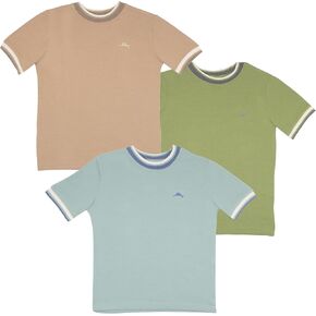 Tommy Bahama Boys Crewneck Ringer T-Shirt 3-Pack - Stylish Short Sleeve Tee Bundle for Kids, Teens and Toddlers